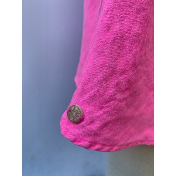 Lilly Pulitzer Dress Medium Pink Solid Florin Linen Maxi Sleeveless V Neck - Picture 11 of 12